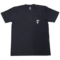 a black t - shirt with a white logo on it